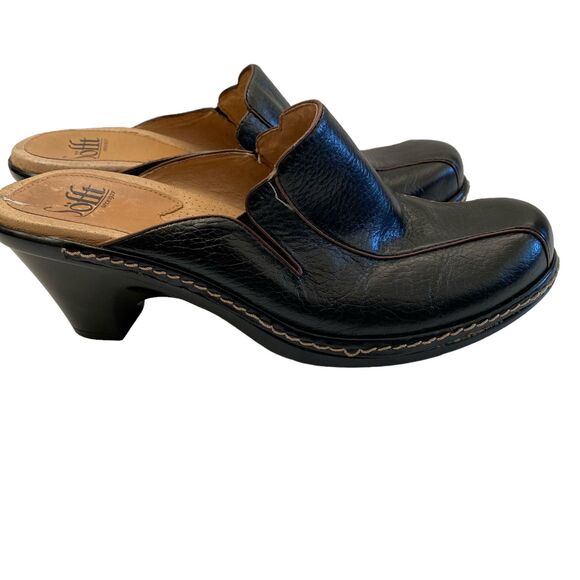 SOFFT Black Leather Slip-On Mule Clog Size 6.5 - Picture 3 of 8
